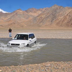 crossing a stream near Murghab